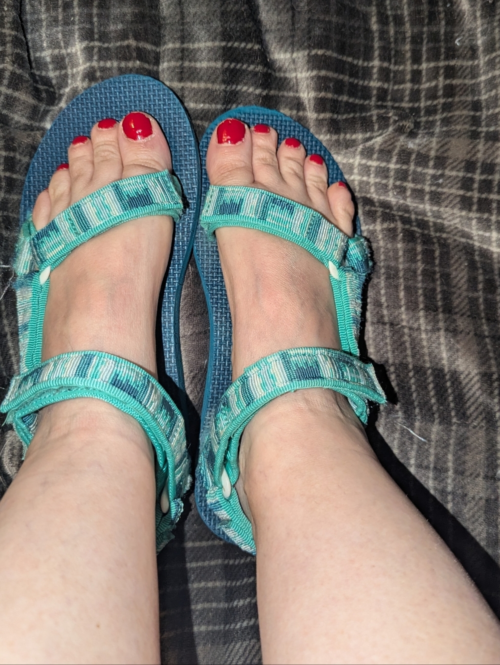 Teva Blue / White / Teal Striped Sandals -- Women Size 8